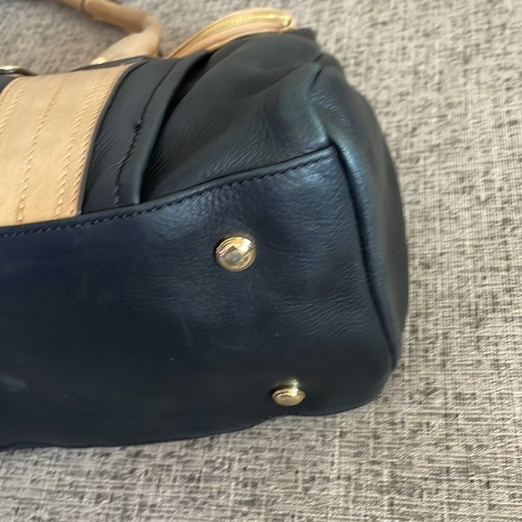 B. Makowsky Rockefeller Leather Satchel Black and Tan - Picture 11 of 15